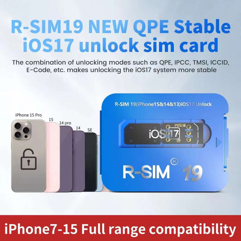 R-SIM19 NOWA stabilna karta SIM QPE do odblokowania dla iPhone'a 15 Plus 14 13 Pro Max 12 IOS17