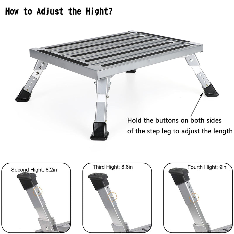 Plataforma plegable de aluminio, taburete para RV, remolque, Camper, escalera de trabajo portátil