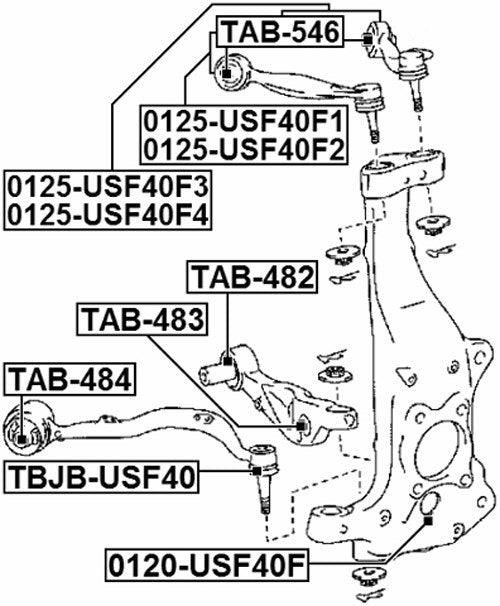 2 x Etu-ala-akselin nivelakselin pallonivel 07-16 Lexus LS460 43201-59045