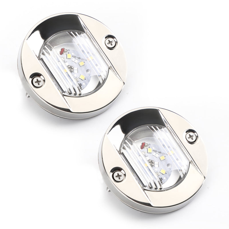 2 ST LED marin båt Yacht spegel krom ankare akterljus rund 2835-SMD 12V