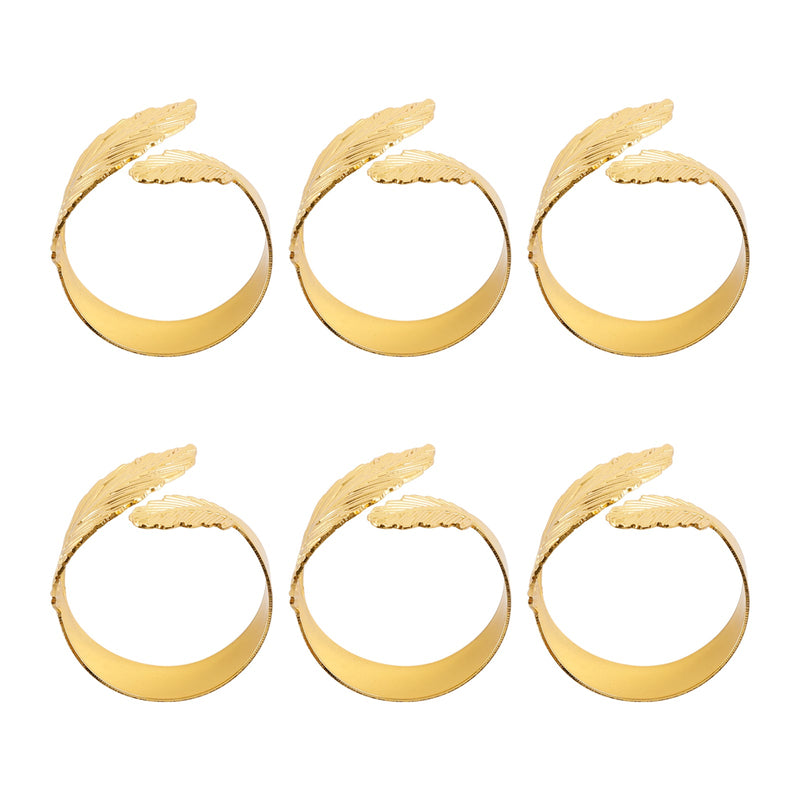 6PCS Serviettenringe Blatt Serviettenhalter Adornmen Legierung Golden