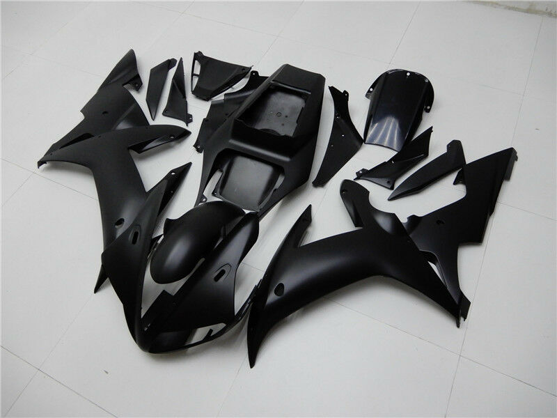 Kit de carenado de moldeo por inyección ABS compatible con Yamaha YZF R1 2002 2003 negro mate genérico