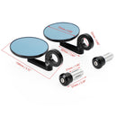 Styrände i aluminium 7/8"-1" Svart Kort styrände 3" runda speglar Allmänt