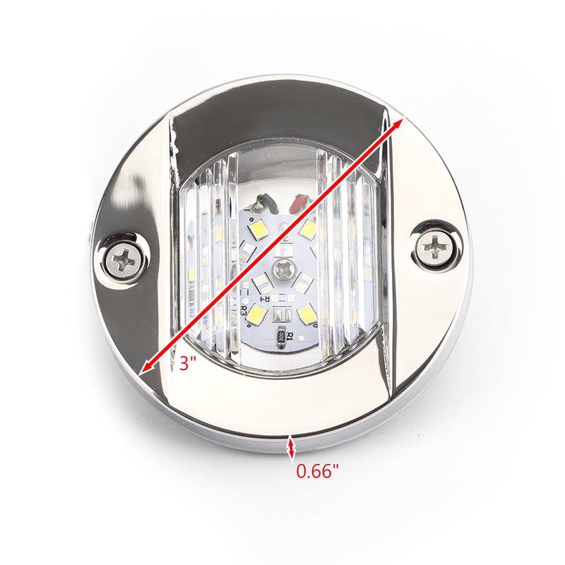 2 STÜCKE LED Marine Boot Yacht Spiegel Chrom Anker Heckleuchte Rund 2835-SMD 12 V