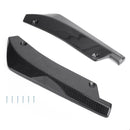 2 peças para-choque traseiro de carro barbatana canard divisor difusor valence spoiler lábio fibra de carbono visual genérico