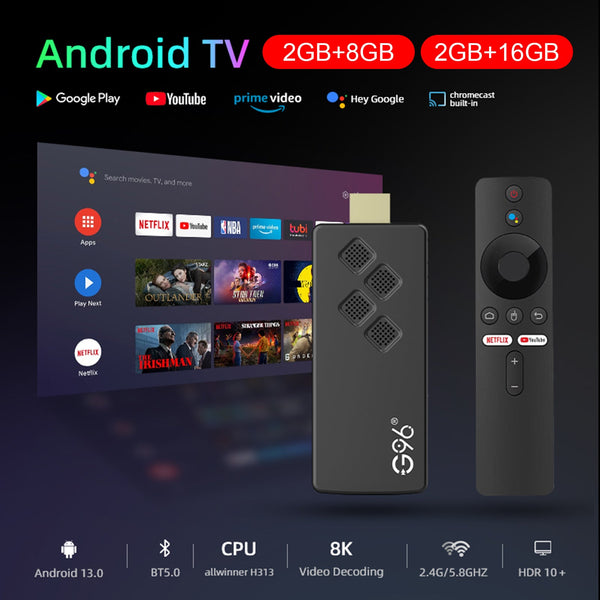 G96 TV Stick Android 13.0 Set Top Box de banda dual Reproductor 4K Bluetooth Voice TV BOX