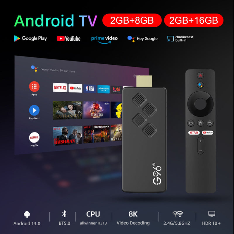 G96 TV Stick Android 13.0 Dwuzakresowy dekoder Odtwarzacz 4K Bluetooth Voice TV BOX