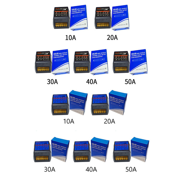 Kontroler ładowania słonecznego PWM 10A-50A 12V z wbudowanym zegarem i adapterem do sterowania akumulatorem