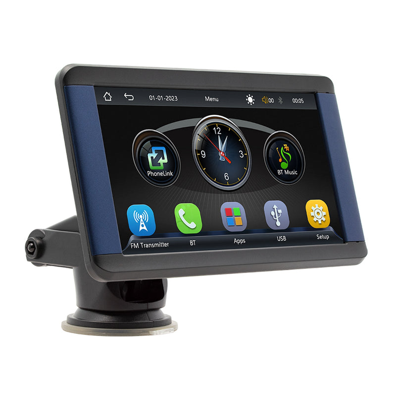 Leitor MP5 portátil para carro de 7 polegadas, monitor Bluetooth, Carplay sem fio + câmera 4 LED