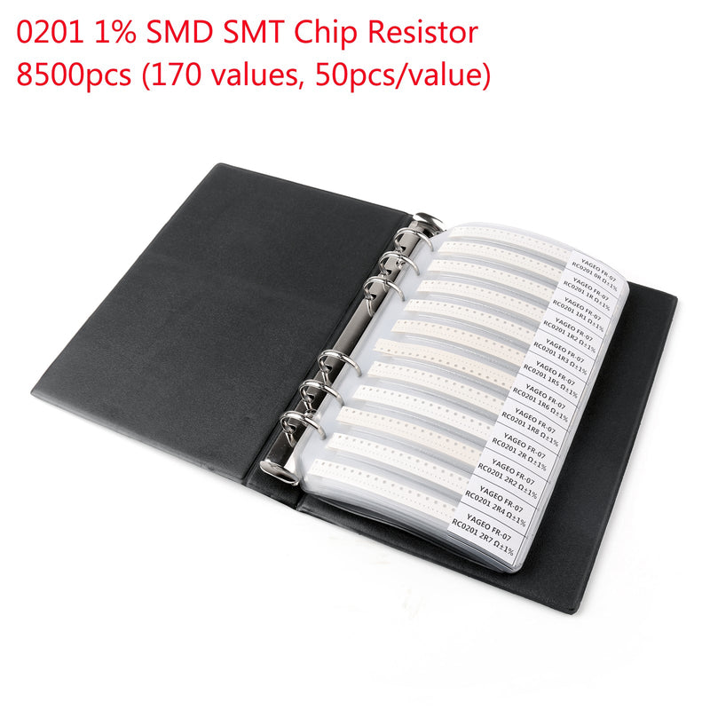 8500 STÜCKE 0201 1% SMD Chip SMT Widerstand 170 Werte Musterbuch YAGEO DIY Kits