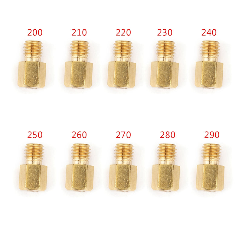 10PCS Hex Type Main Jets For MIKUNI VM/TM/TMX Carburetor 200-290 220 250 4/042