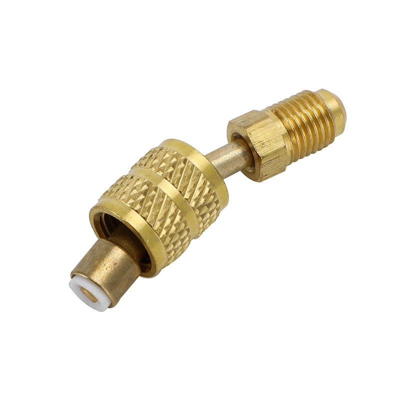 Adaptador bipartido de 3 peças R410A Soquete SAE de 5/16" Plugue SAE de 1/4" - dobra 45°