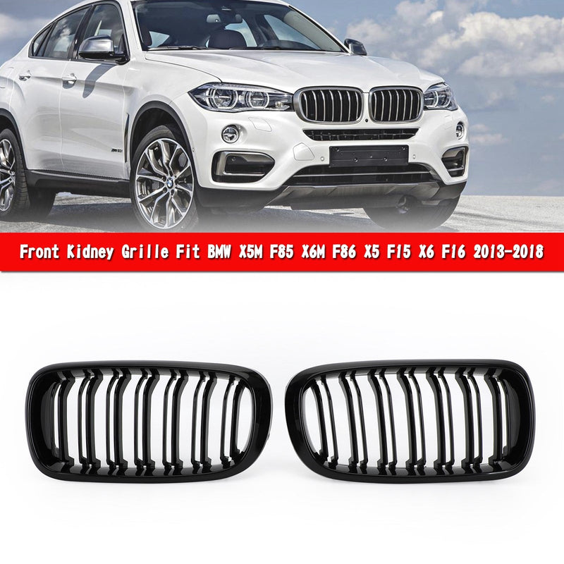 Błyszczący czarny podwójny przód nerki Pasuje do BMW X5M F85 X6M F86 X5 F15 X6 F16 13-18 Generic