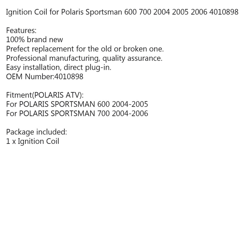 Cable de bobina de encendido para motor Polaris Sportsman 600 700 2004-2006 nuevo OEM ATV genérico