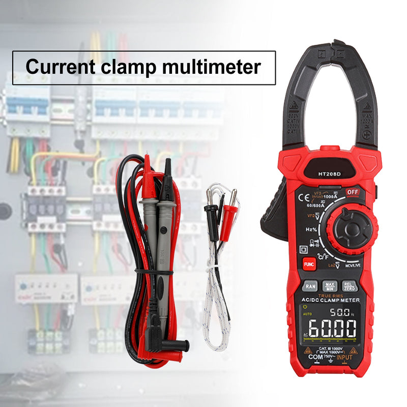 HT208D Clamp Meter AC DC 6000 Counts Spänningsmotståndsmätare