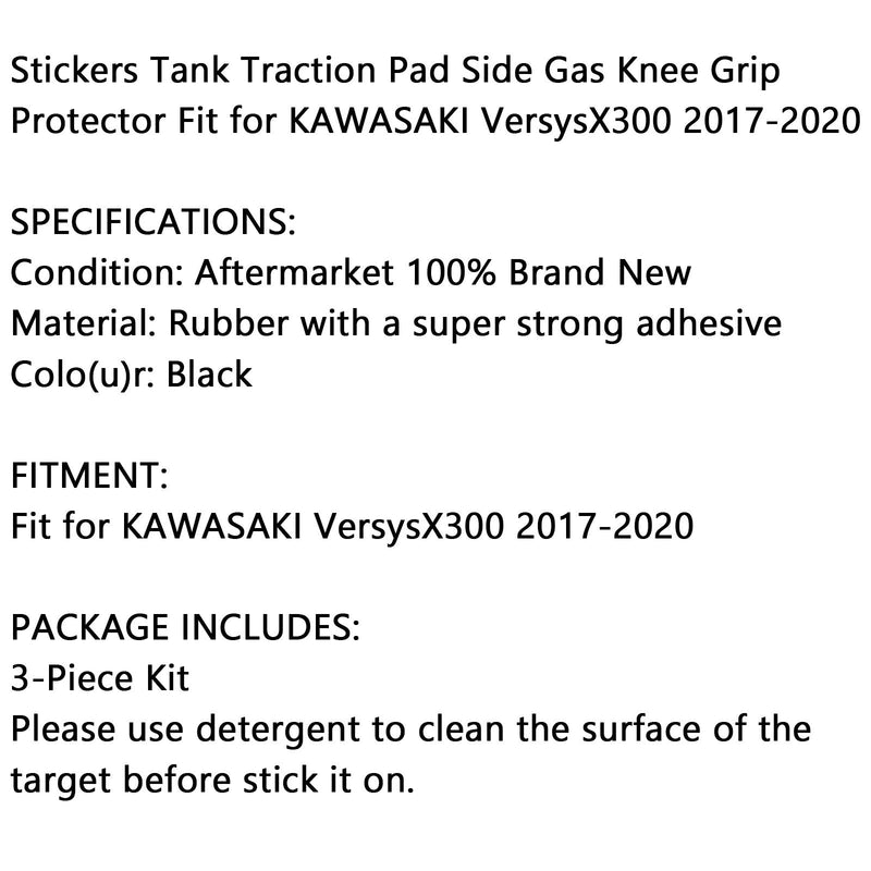 Almofada de tanque lateral de proteção para três tanques Kawasaki Versysx300 2017-2020 borracha genérica