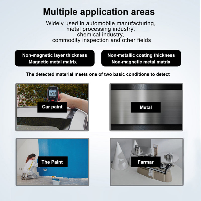 Medidor de profundidade digital para revestimento de tinta de carro Medidor de espessura medindo 0-1800μm