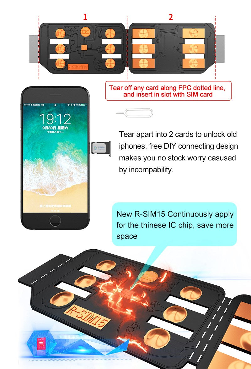 Upgrade RSIM-15 Nano Unlock Card für iPhone 13 Pro X XS Max 8 iOS 14.7