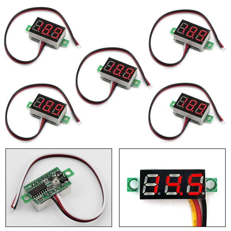 5x Mini DC 0-30V LED rojo 3-pantalla digital voltímetro de voltaje Panel calibrable