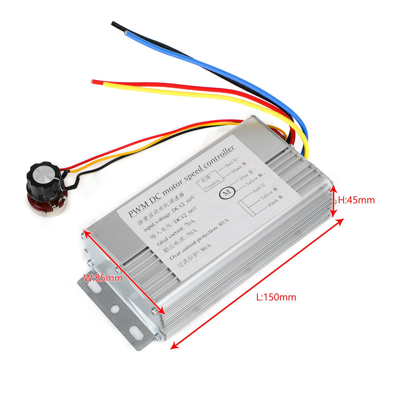 DC 12V 24V 36V 48V 70A 4000W DC Motor PWM Speed ​​​​Contrine Brush Motor Controller