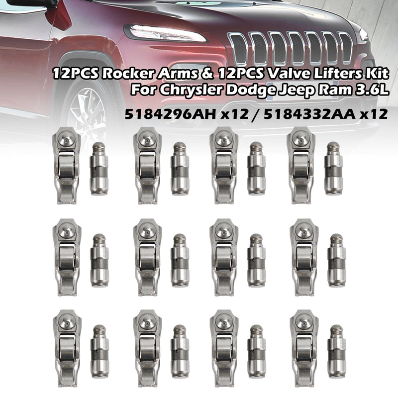 Motores Chrysler Town &amp; Country 2011-2016 de 3,6 L, juego de balancín de 12 piezas y elevador de válvula de 12 piezas