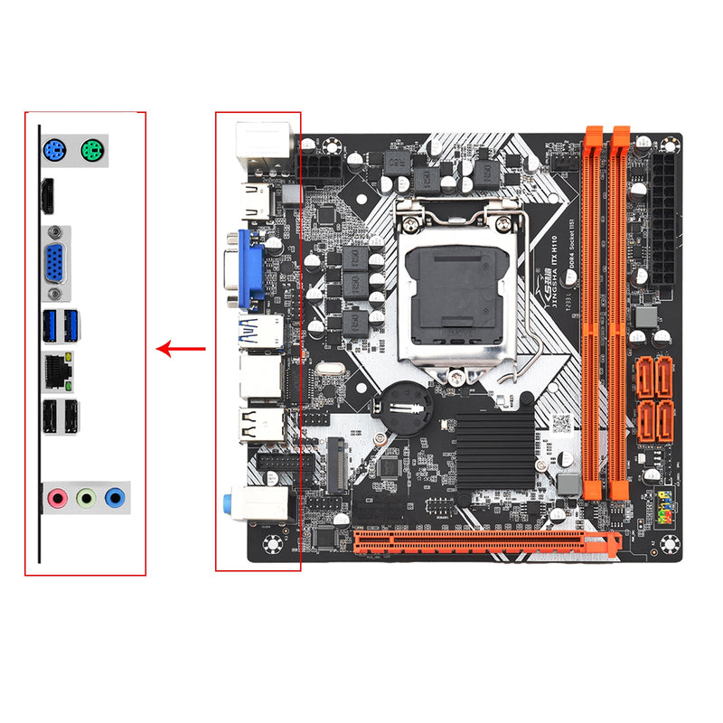 2 * DDR3 USB3.0 SATA3 NVME WIFI Bluetooth ITX H110 Górnicza płyta główna LGA 1151