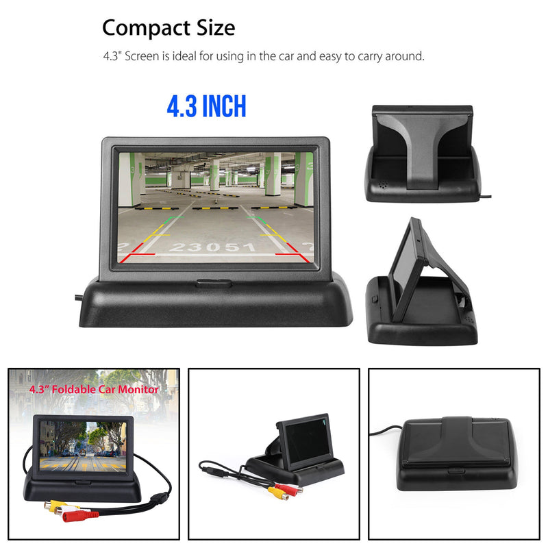 Monitor de carro dobrável de 4,3" TFT LCD NTSC PAL Assistente de estacionamento noturno de 4,3 polegadas