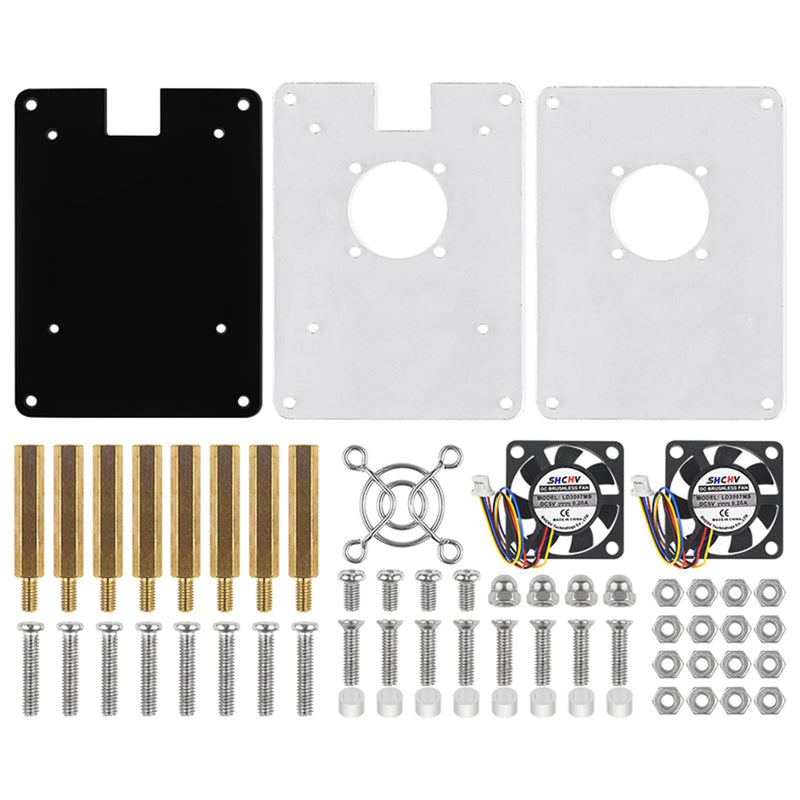 Raspberry Pi 5 Mehrschichtige Acrylschale, transparente Schutzhülle, Lüfter