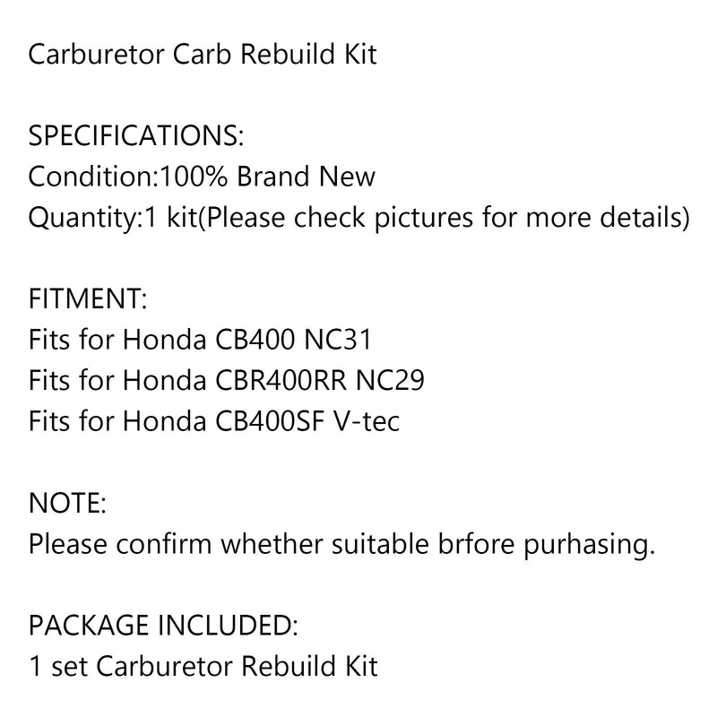 4x kit de reparación de carburador para Honda CB400 NC31 CBR400RR NC29 CB400SF V-tec Generic