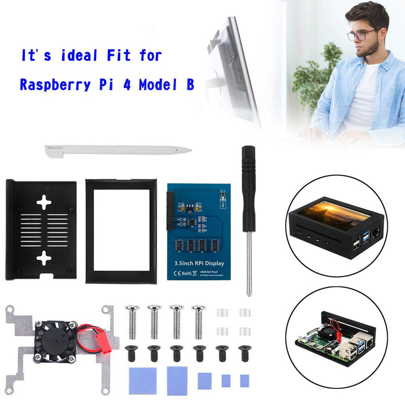 3,5-näyttöinen alumiiniseoskotelo + LCD-näytön säätö Raspberry Pi 4 Model B:lle