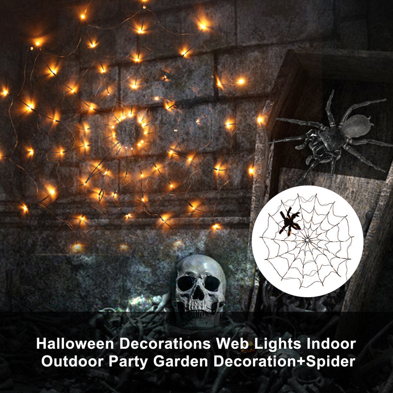 Decoraciones de Halloween Luces de red Decoración de jardín para fiestas interiores y exteriores + Araña