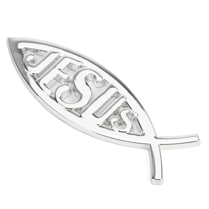 3D Auto Aufkleber Emblem Aufkleber Religiöser Gott für Jesus Christliches Fischsymbol Silber