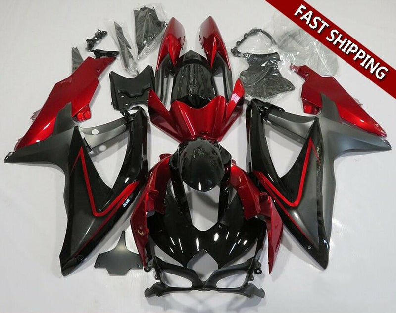 Carenagem Injection Plastic Kit Matte Red Fit Suzuki GSXR600/750 2008 2009 2010 Genérico