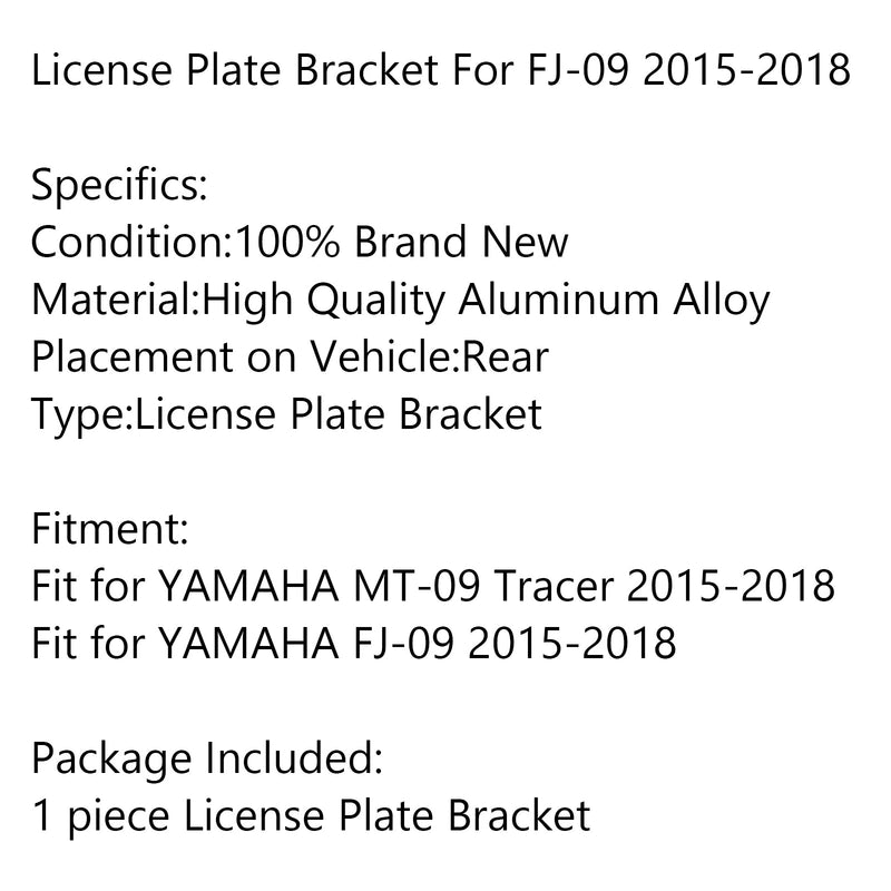 Kennzeichenhalter hinten für YAMAHA FJ-09 / MT-09 Tracer 2015-2018 Generic