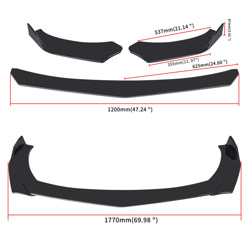 Areyourshop 4PCS Universal Front Bumper Lip Body Kit Spoiler Passar GMC Honda Civic BMW Benz