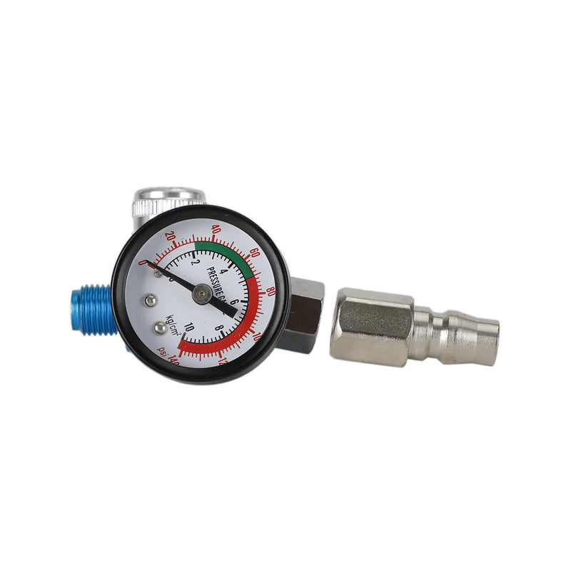 Blaues Mini-Luftregelventil-Werkzeug 1/4" Druckschalter Manometer für Lackierpistole