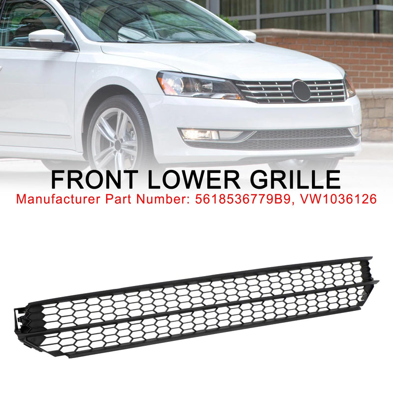 VW Passat 2012-2015 Dolny grill zderzaka przedniego o strukturze plastra miodu, czarny