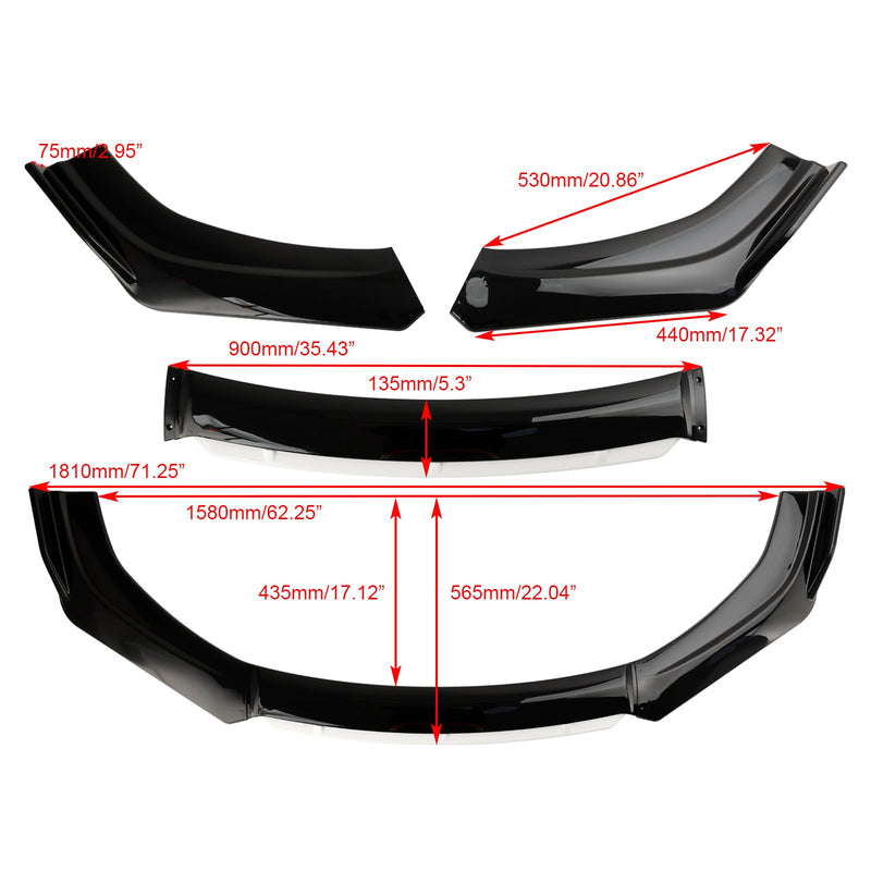 Universal carro pára-choques dianteiro lábio corpo kit divisor difusor protetor preto branco