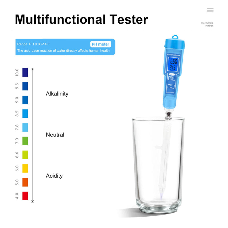 PH Meter Termometer Penn for Food Frukt Kjøtt Jord Laboratory Digital Acid PH Tester