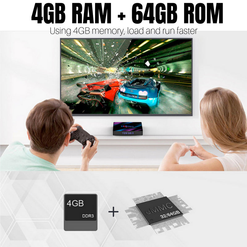 H96MAX Android 10 64GB ROM 4GB RAM 4K WIFI Nätverksmediaspelare TV-BOX EU-kontakt