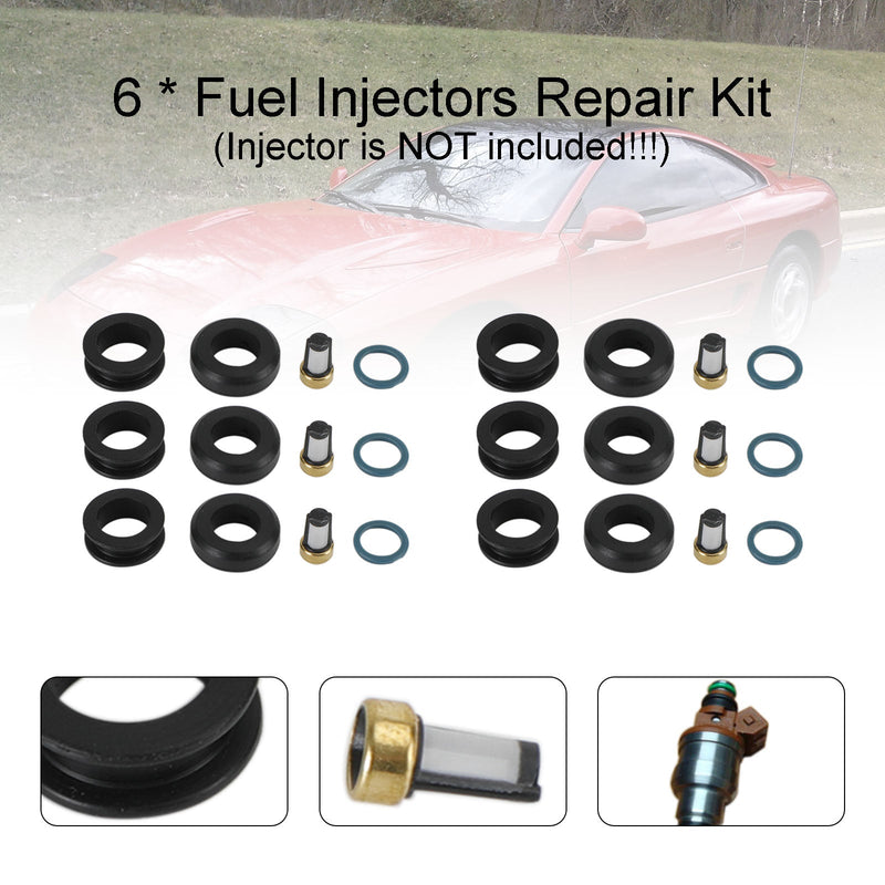 Kit de juntas tóricas de sello de inyector de combustible de 6 uds MD164888 adecuado para Mitsubishi 3000GT INP-014