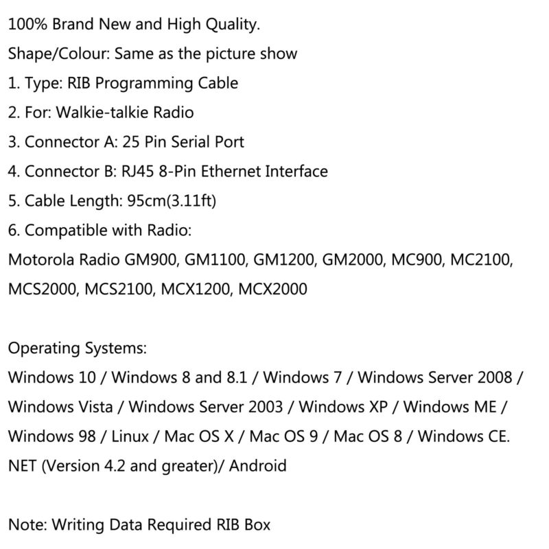 Programmering av RIB-kabel MCS2000 GM2000 för radio GM900 GM1100 GM1200