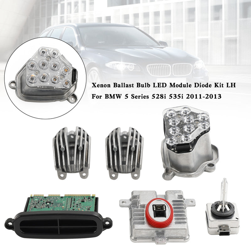 2011-2013 BMW 528i / 535i xDrive / 550i xDrive Xenon Ballast, módulo LED, conjunto de diodos à esquerda