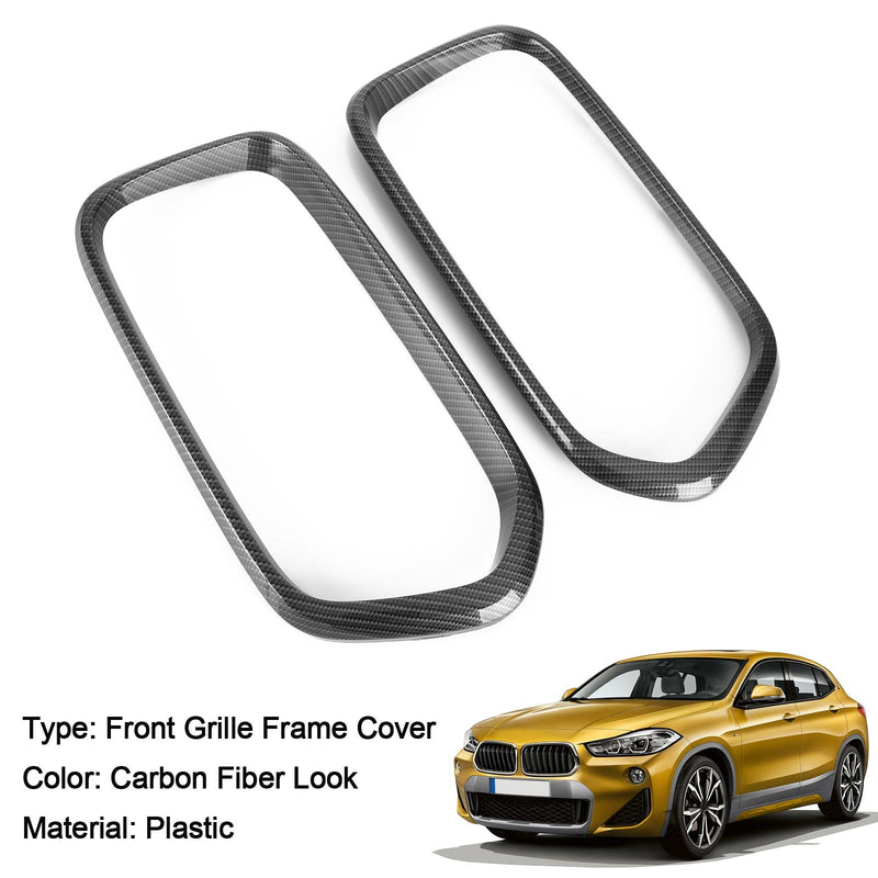 2018-2023 BMW X2 Series F39 Kolfiber främre stötfångare Grill Ramkåpa Trim