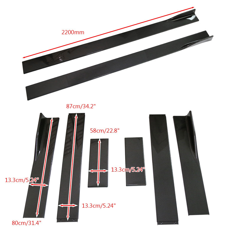 86,6" Universal Sideskjørt Extensions Rocker Panel Splitters Lip Carbon Look Generisk