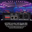 Controlador LED RGB decodificador 3x8A con pantalla digital 3 canales DMX512-3CH