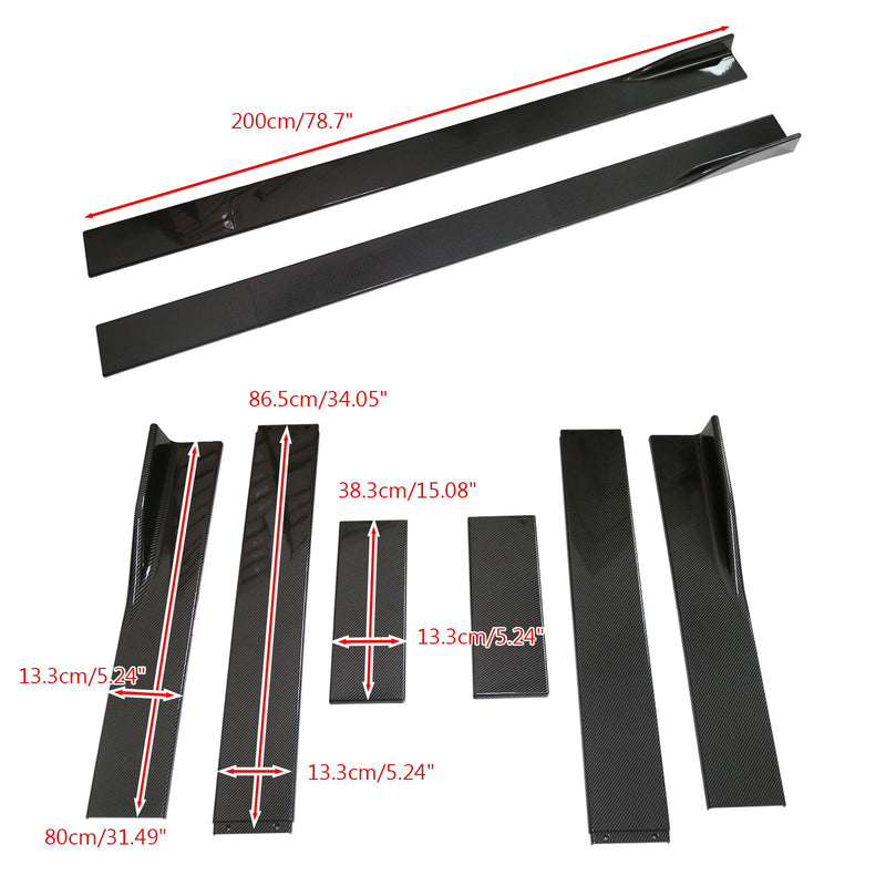 78,7" Universal Side Kjol Extensions Rocker Panel Splitters Lip Carbon Fiber Generic