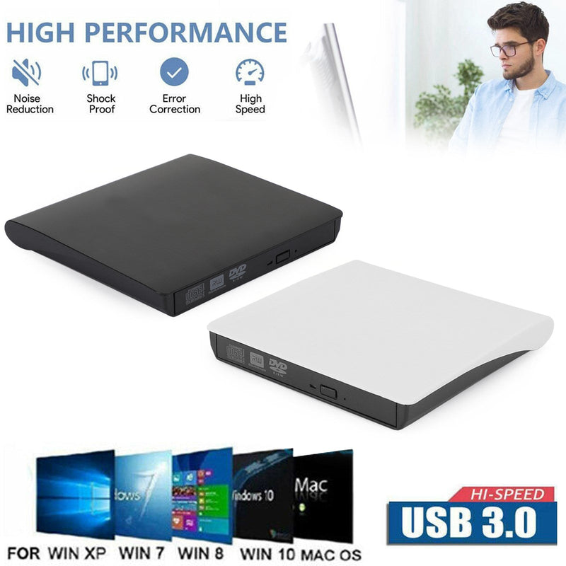 Externes CD/DVD-Laufwerk USB 3.0 Disc Player Slim Burner Writer für Laptop PC Mac