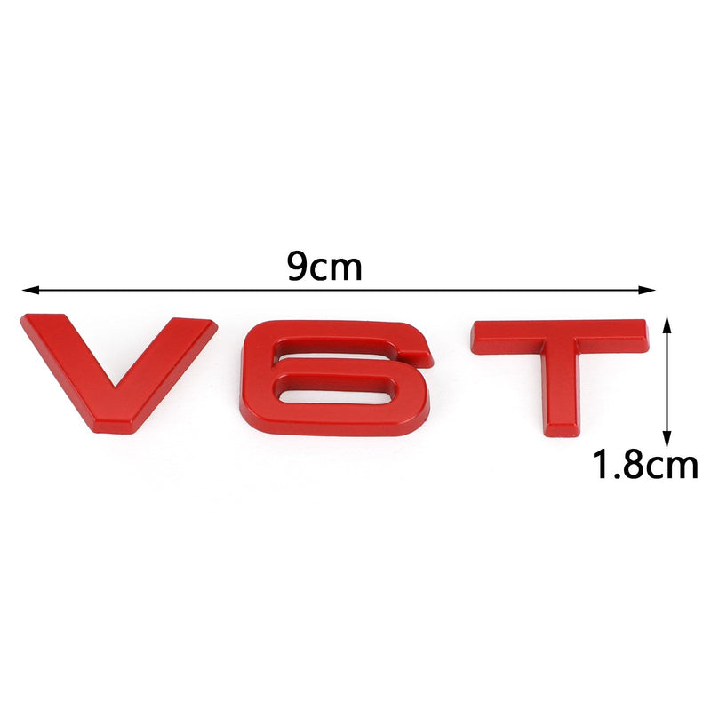 V6T Emblem märke för Audi A1 A3 A4 A5 A6 A7 Q3 Q5 Q7 S6 S7 S8 S4 SQ5 Röd