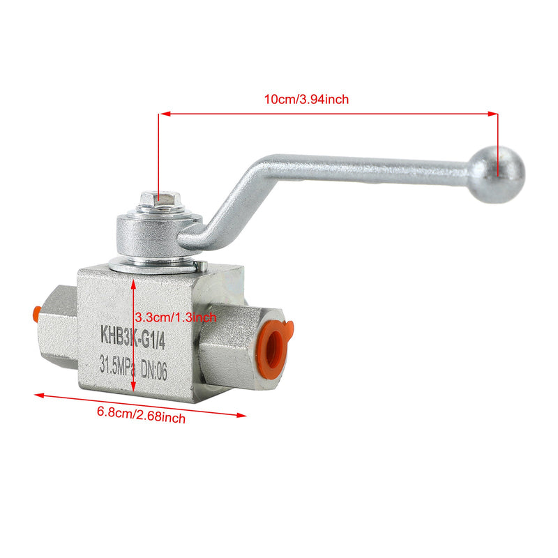 3-vägs hydraulisk kulventil 1/4"/3/8"/1/2" NPT högtryckskulventil med invändig gänga